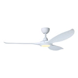 White ceiling fan with light on a white background