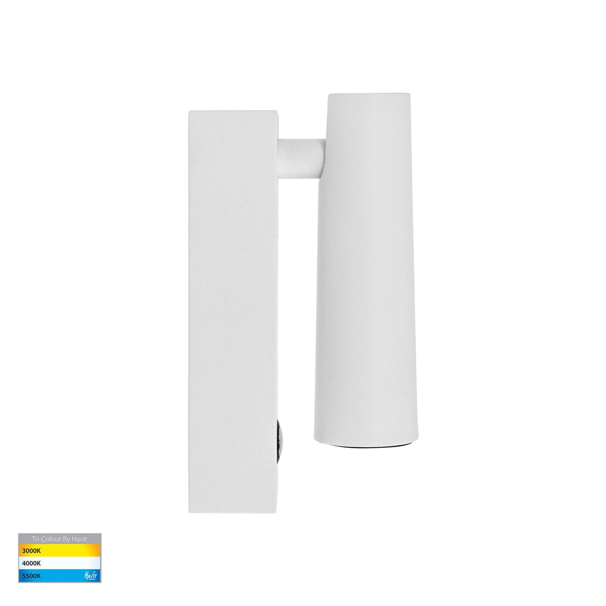 White cylindrical Havit HV3686T Lesen Single Adjustable Wall Light fixture on a white background