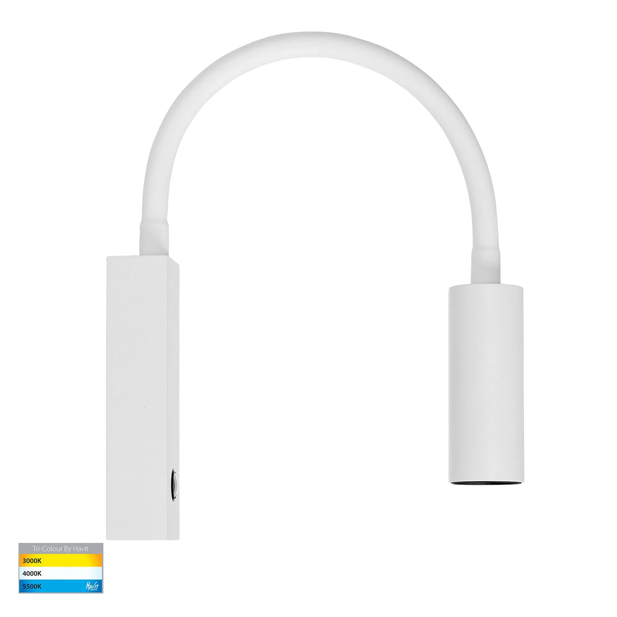 White flexible Havit Lesen Wall Light Showing TRI‑Colour Options light on a white background.