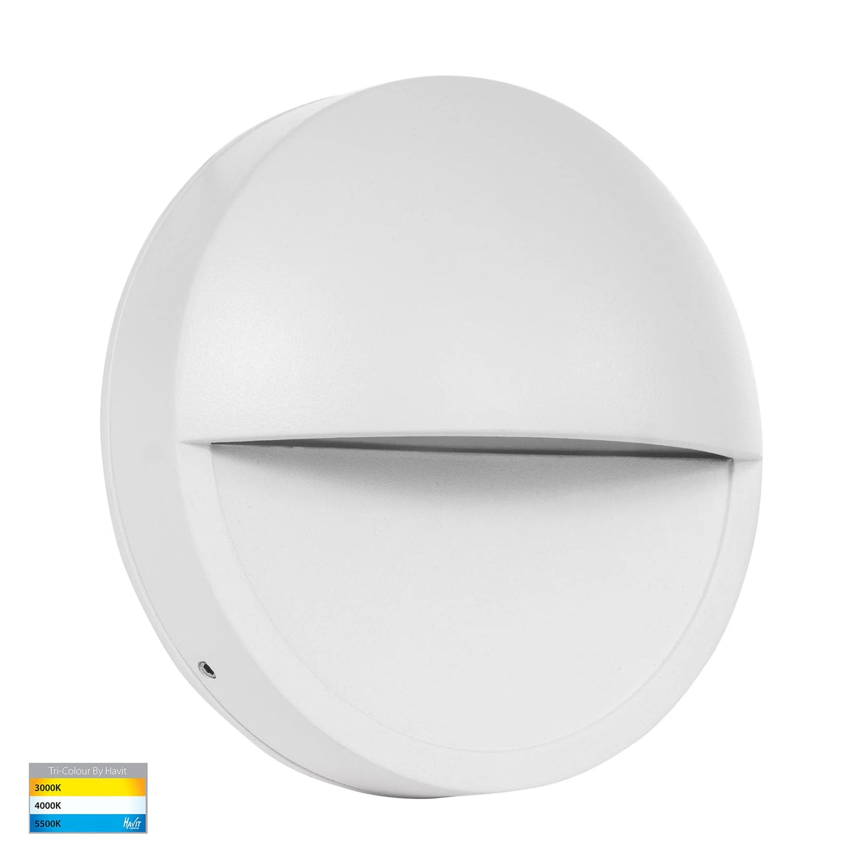 Durable white eyelid step light for modern exteriors