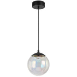 Teblix Aurora 20 cm pendant in gloss and matte black glass sphere—modern and stylish in design