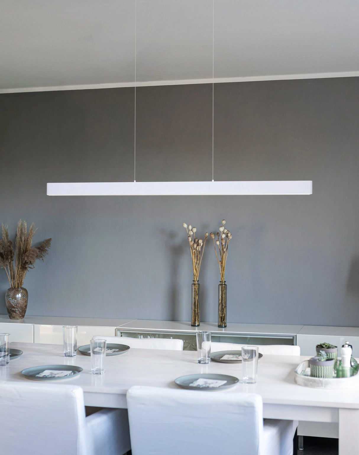 Eglo Climene 3 1800mm pendant installed above large dining table