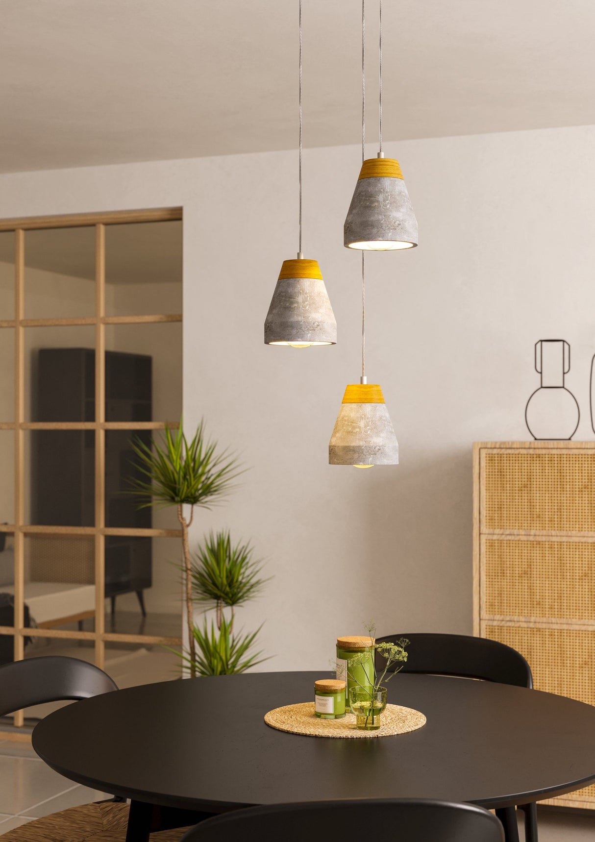 Contemporary grey pendant light for kitchen island