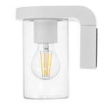 Modern ceiling light fixture with a clear glass shade on a white background