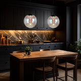 Telbix Aurora 30 cm pendant light suspended 2 m, warm 3000 K glow, sleek black design