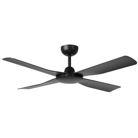 Black Eglo Aloha 52" DC ceiling fan in white finish an on a white background