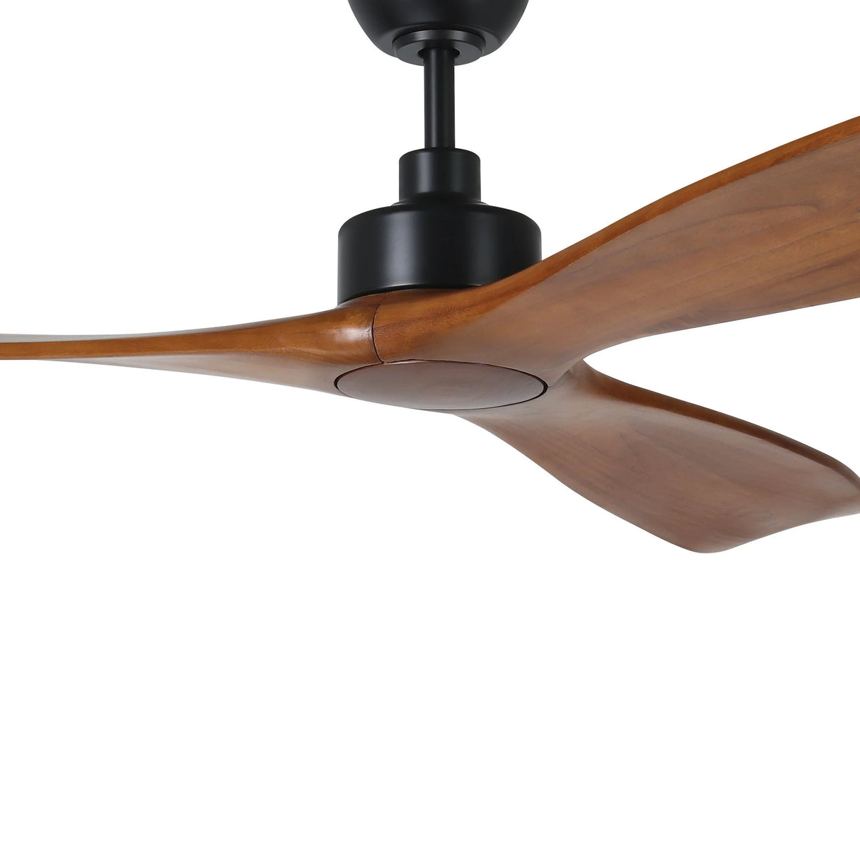 Eglo ceiling fan suitable for patios, alfresco, or living rooms with wooden blades on a white background