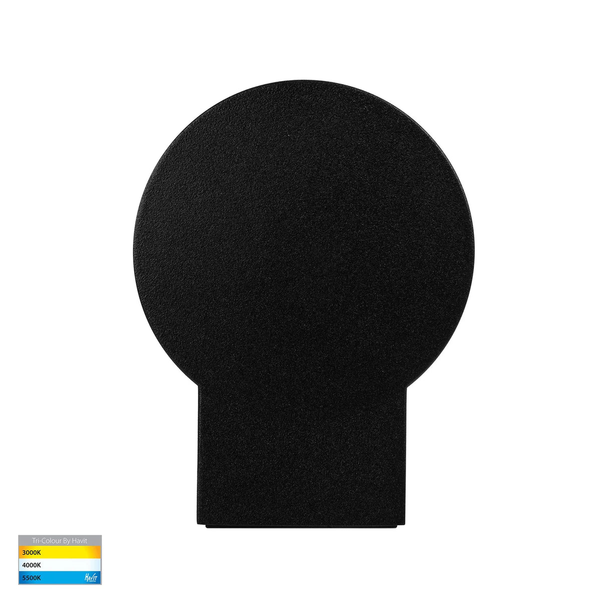 Black round object on a white background.