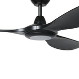 Black ceiling fan on a white background