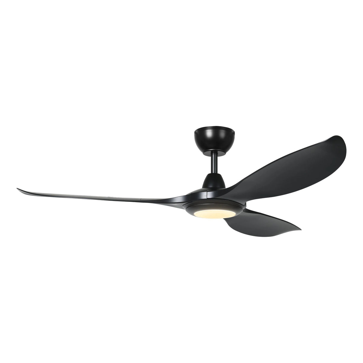 Black ceiling fan on a white background