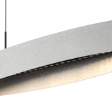 A sleek silver Telbix Arezzo 240cm linear pendant light suspended at an angle