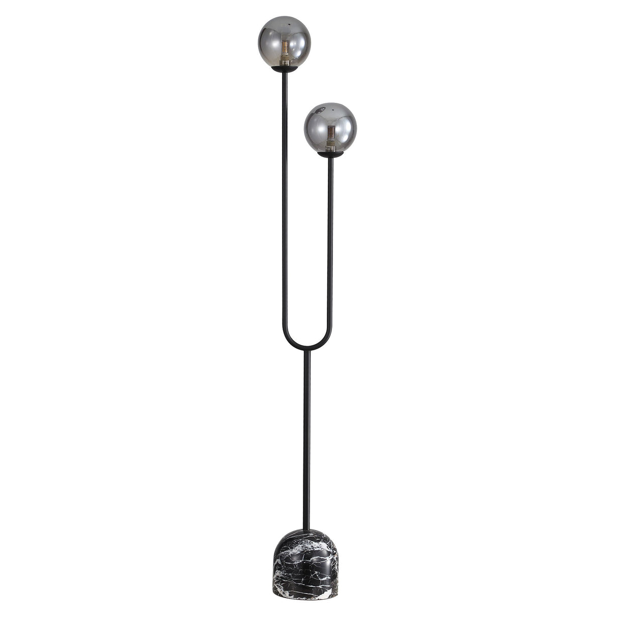 Oriel Tropez Black Decorative Floor Lamp with Smoke Glass Spheres