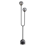 Oriel Tropez Black Decorative Floor Lamp with Smoke Glass Spheres