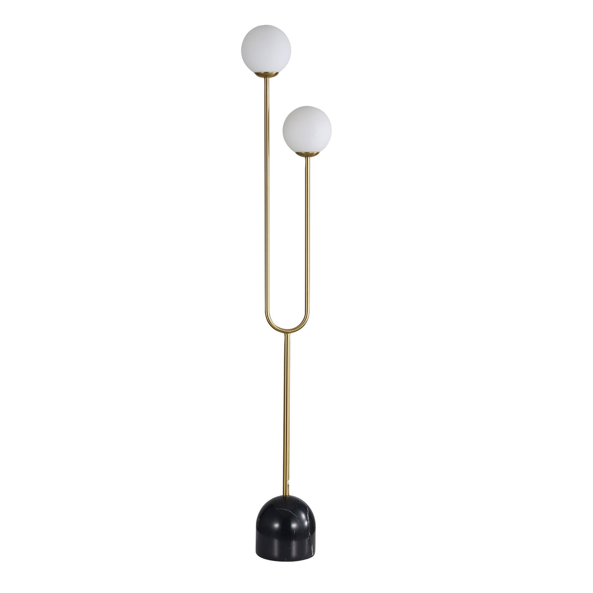 Oriel Tropez Satin Brass Decorative Floor Lamp with Opal Matt Glass Spheres