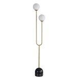 Oriel Tropez Satin Brass Decorative Floor Lamp with Opal Matt Glass Spheres