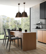 CLA Cloche Interior Metal Shade with Travertine Highlight Bell Shape Pendant Lights