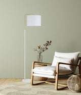 CLA Arriba Drum Shade with Marble Base Height Adjustable Floor Lamps