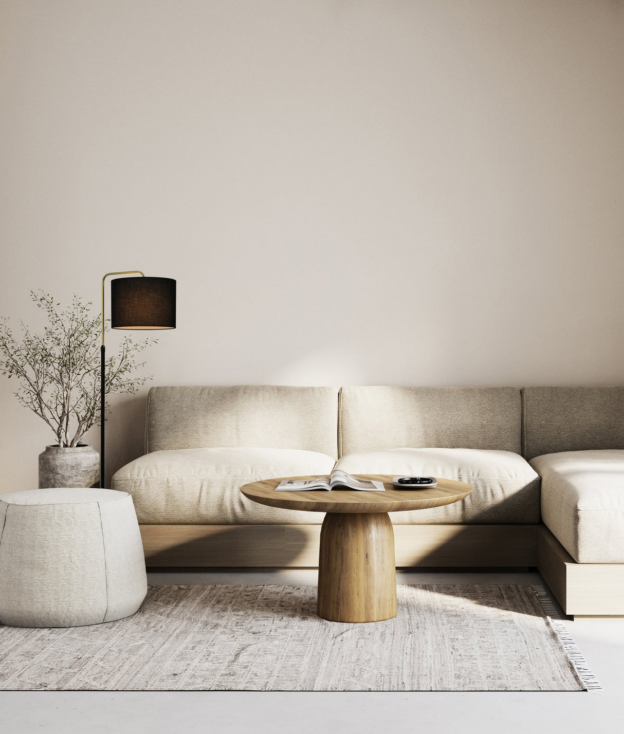 CLA Arriba Drum Shade with Marble Base Height Adjustable Floor Lamps