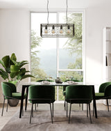 CLA Gaggia Interior Rectangular Imitation Antique Brass Cage Pendant Light