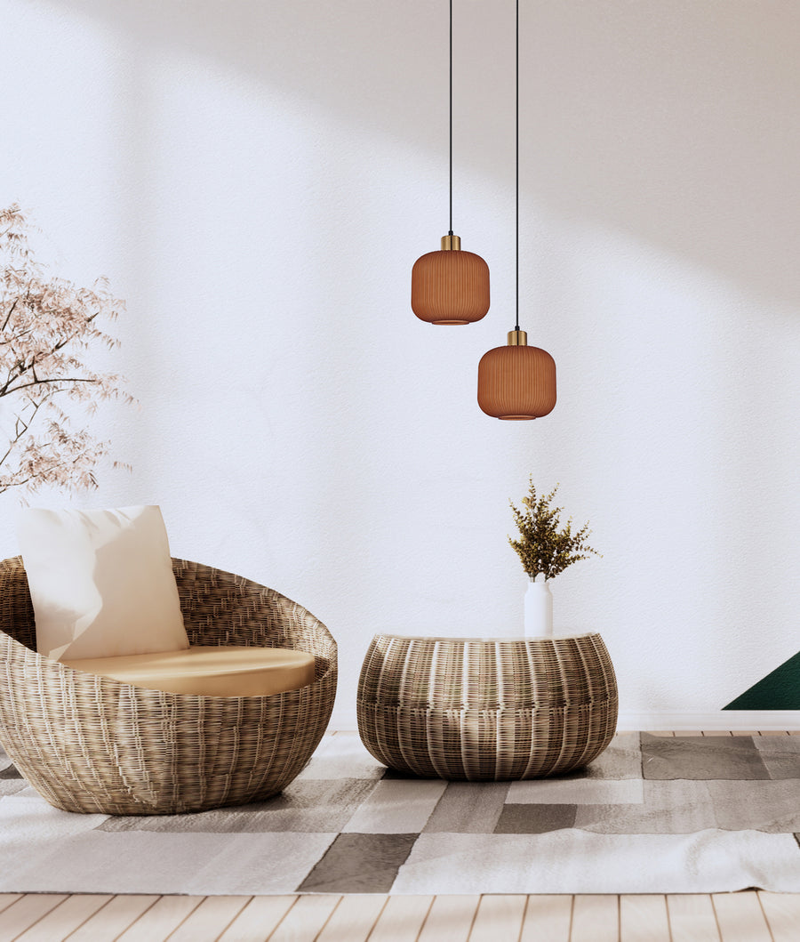 CLA Gomitas Interior Translucent Glass Shade with Brass Highlight Pendant Lights