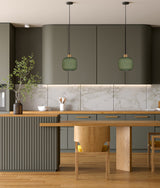 CLA Gomitas Interior Translucent Glass Shade with Brass Highlight Pendant Lights