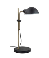 Black and gold adjustable desk lamp on a white background