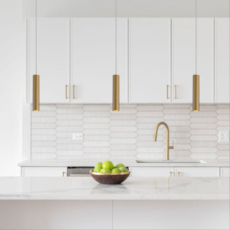 Oriel Tig Satin Brass Sleek Cylindrical Pendant