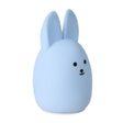 Blue rabbit-shaped night light on a white background