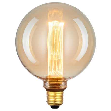 Vintage-style Mercator G125 E27 vintage decorative LED globe bulb with visible filaments on a white background