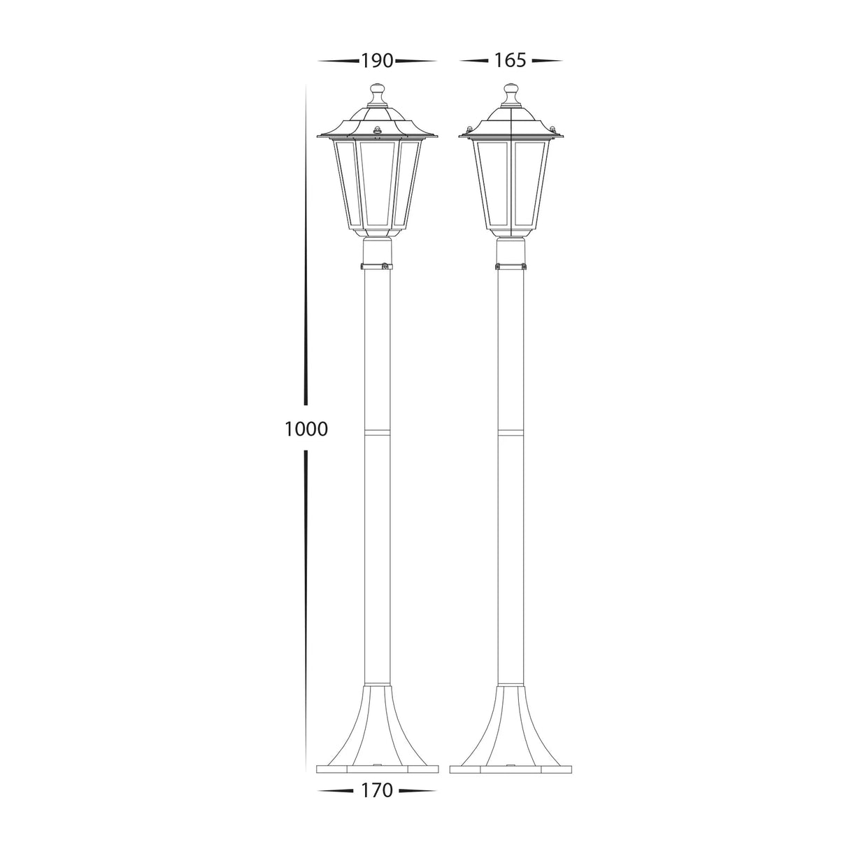 Havit Fibra Aluminium Black 6 Panel Post Light HV1652W-P-BLK