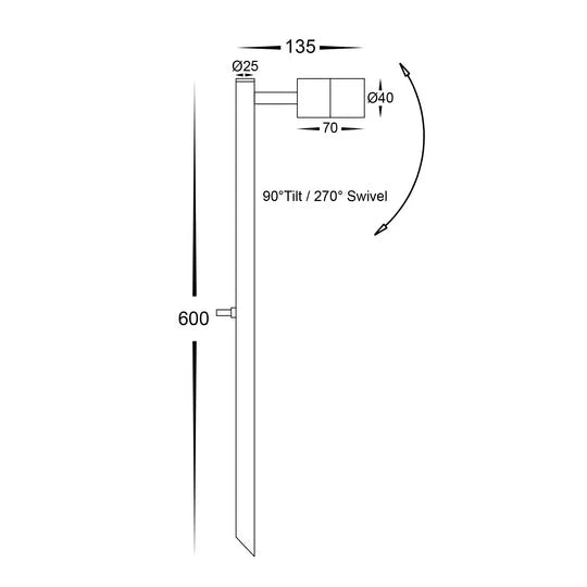 Havit HV1423MR11NW - Mini Tivah Black MR11 Single Adjustable LED Bollard Spike Light