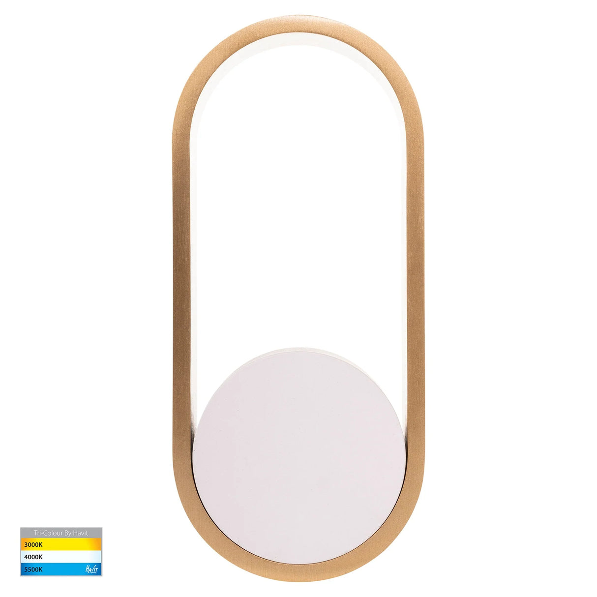 Havit HV8080T-WHTBR Ovale White + Brass Wall Light