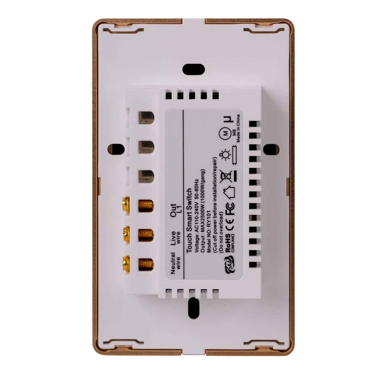 Havit HV9120-1 Wifi Single Gang White with Gold Trim Wall Switch