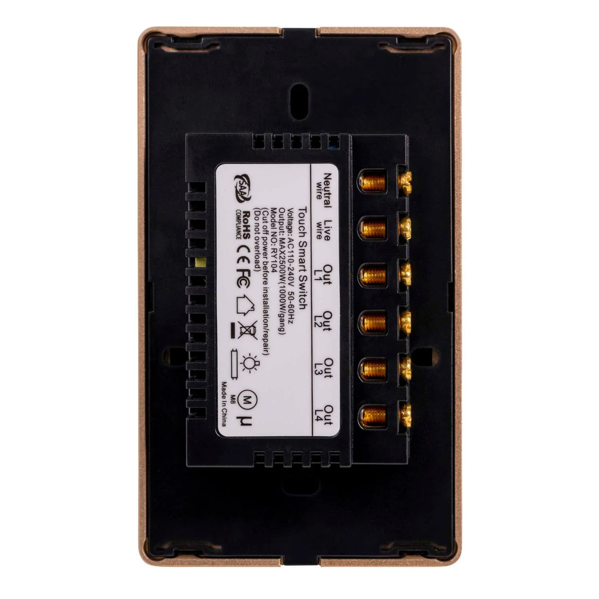 Havit HV9220-4 Wifi 4 Gang Black with Gold Trim Wall Switch