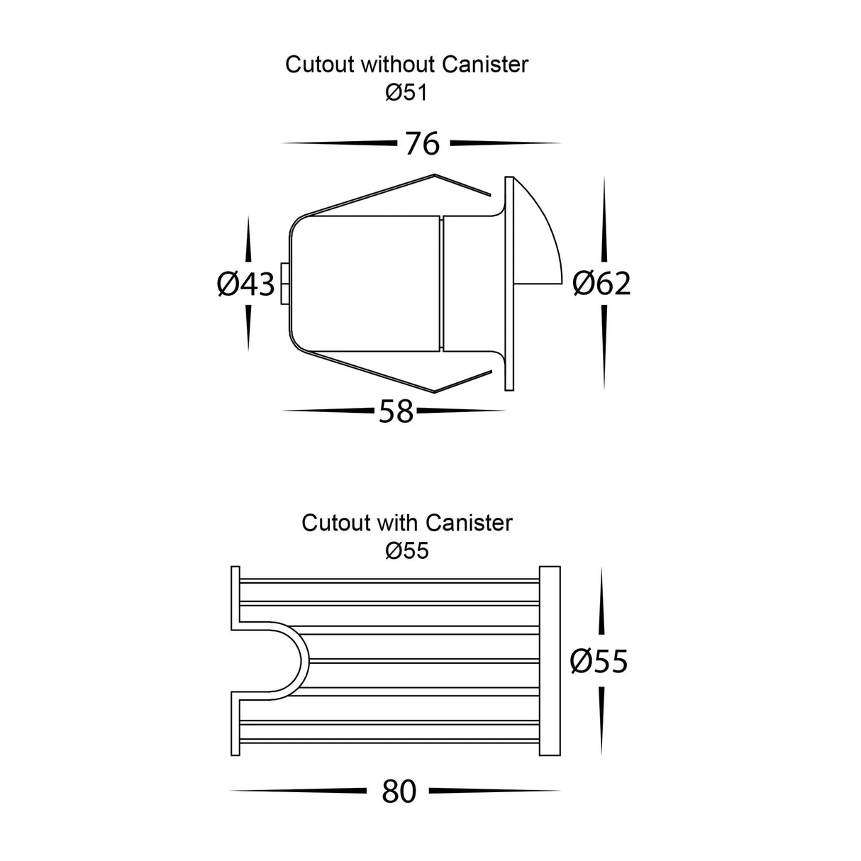 Havit HV2884T-BLK-12V Elite Black Aluminium LED Wall or Step Light with Eyelid