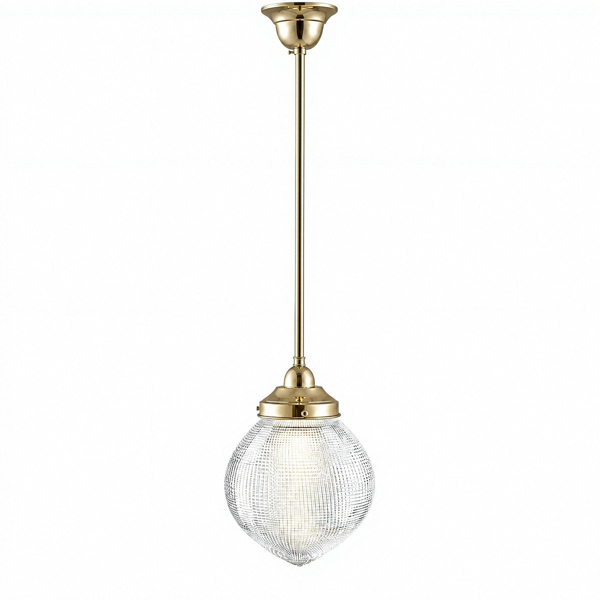 Lighting Inspirations Teardrop Hallophane 8" With 1/2" x 1/2m Rod Set Polished Brass