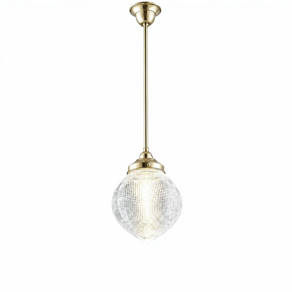 Lighting Inspirations Teardrop Hallophane 8" With 1/2" x 1/2m Rod Set Polished Brass