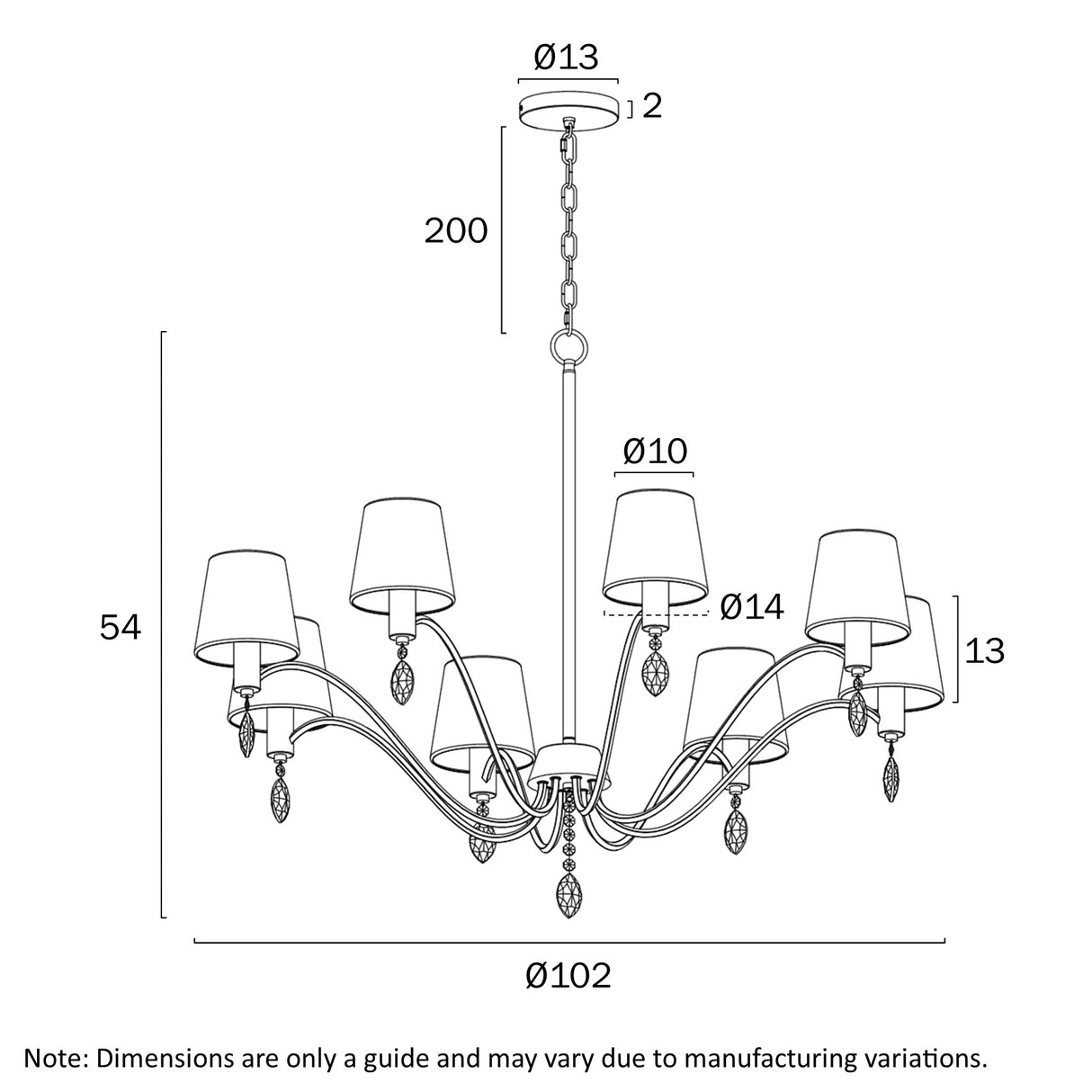 MALVERN 8 LIGHT PENDANT