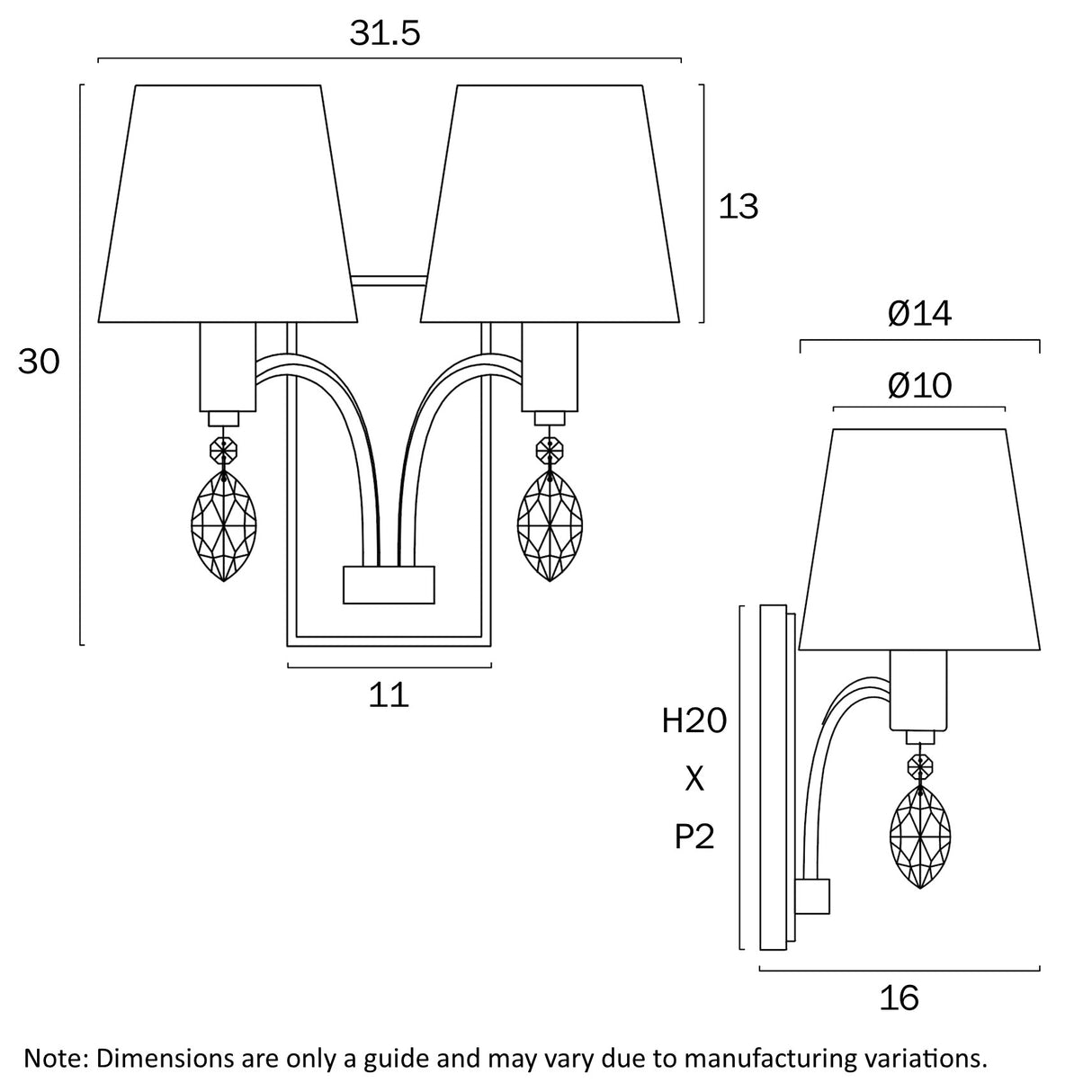 MALVERN 2 WALL LIGHT