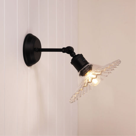 Oriel Croydon Clear Pleated Glass Wall Light Clear/Black