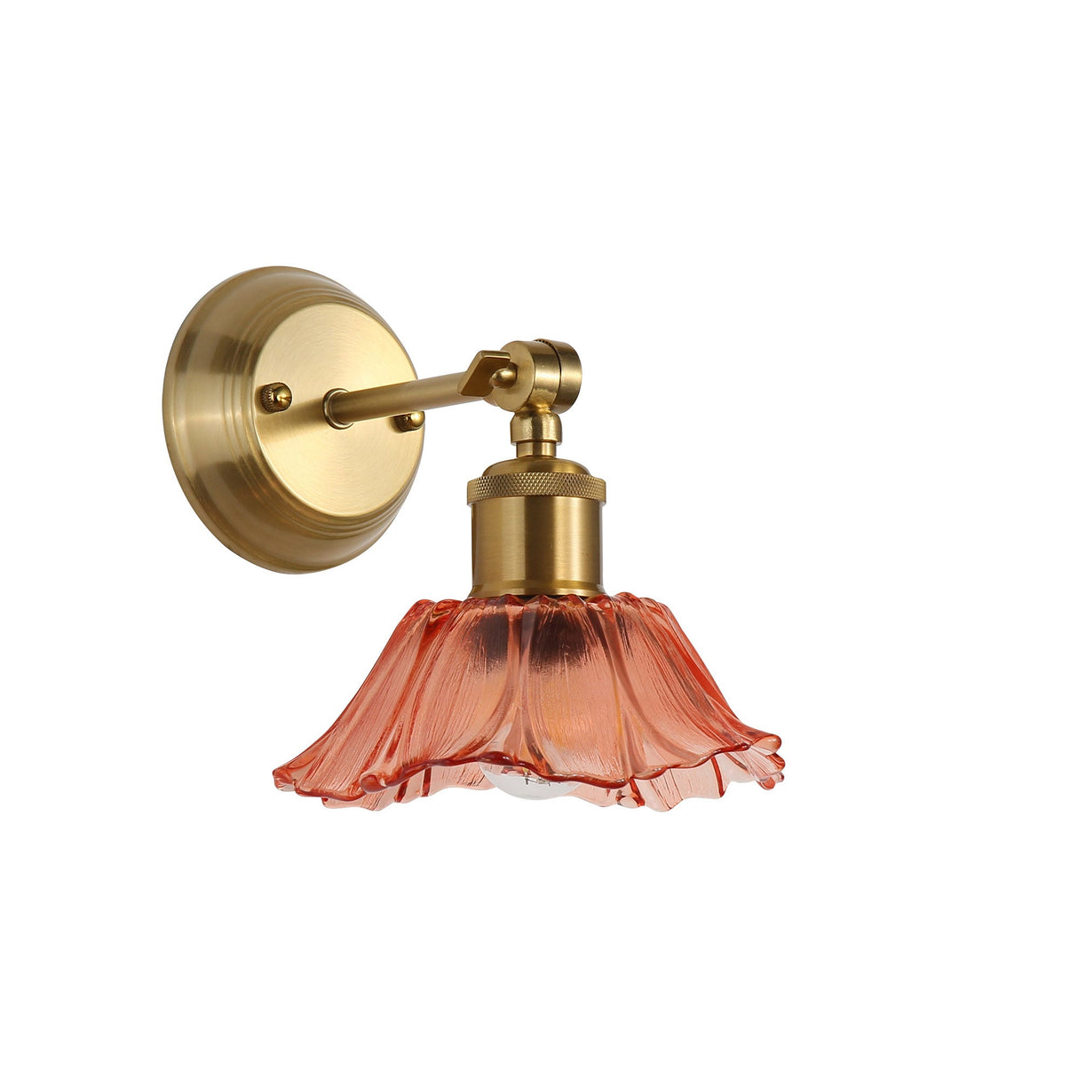 Oriel Fleur Vintage Glass Wall Light Pink/Satin Brass