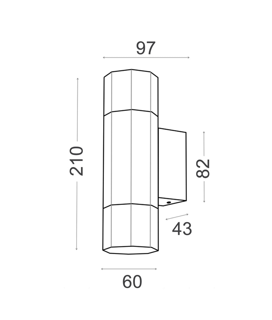 CLA Octo GU10 Exterior Octagonal Up/Down Pillar Lights IP65