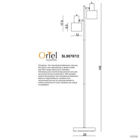 Oriel Ari Mid-Century Floor Lamp Black