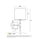 Oriel Bella Satin Brass Wall Sconce with Fabric Shade