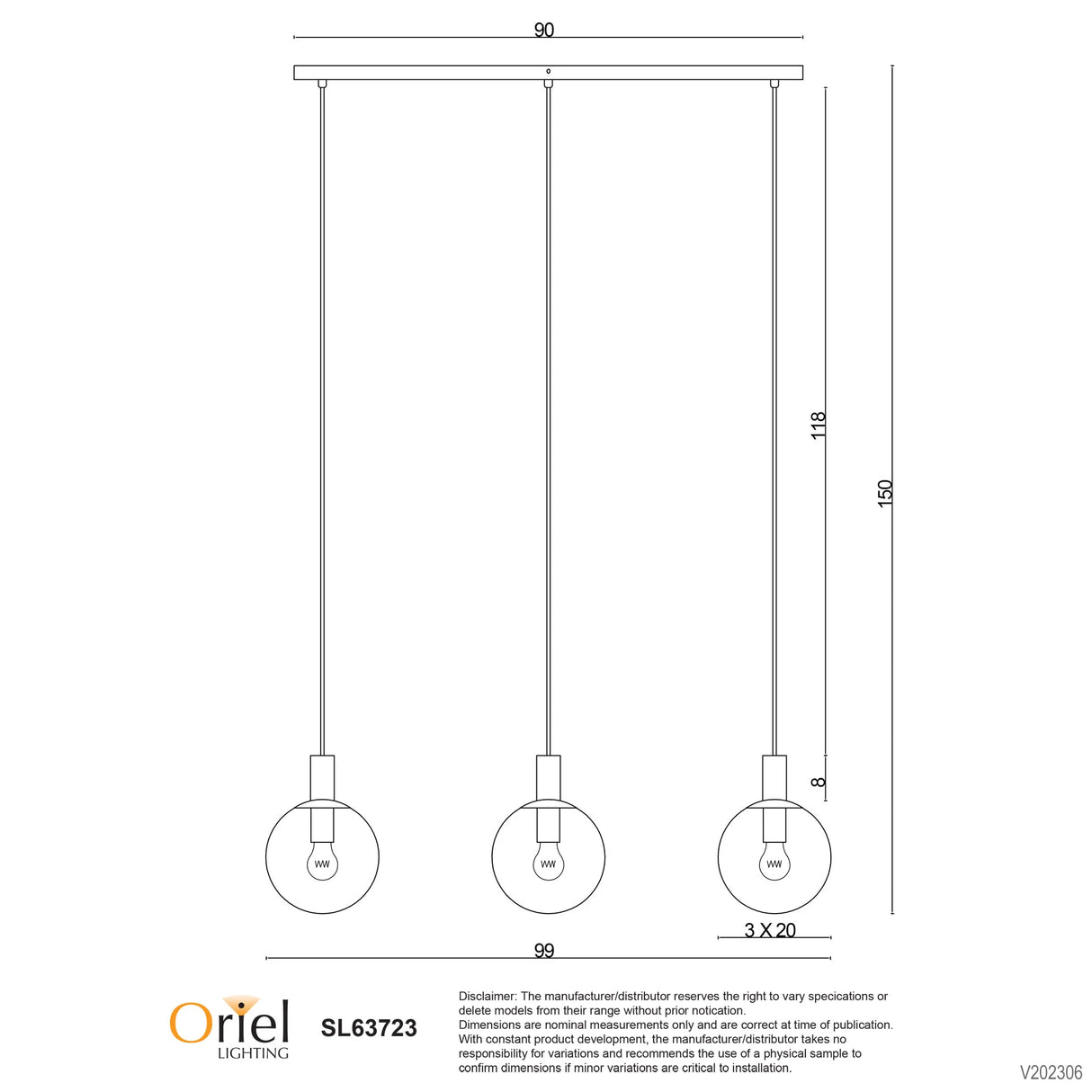 Oriel Lighting LEGARNO TRILIGHT