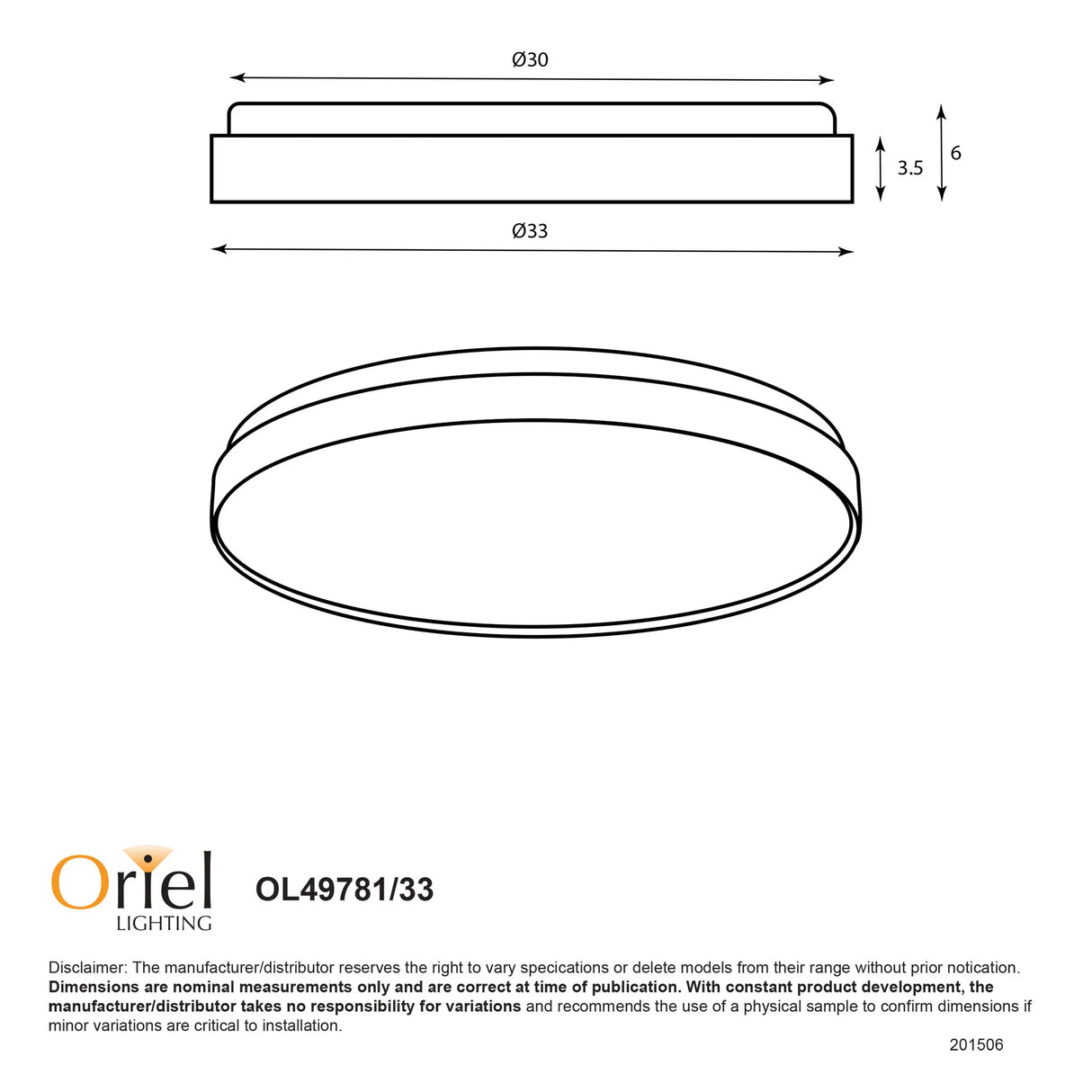 Oriel Lighting Leena 33 Tri-Colour LED Ceiling Light