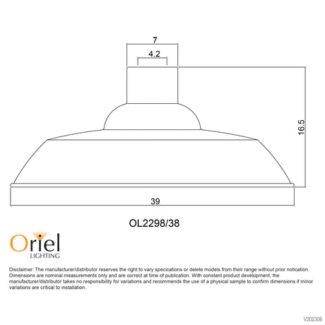 Oriel Slater Antique Brass 38cm Plated Industrial Vintage Shade
