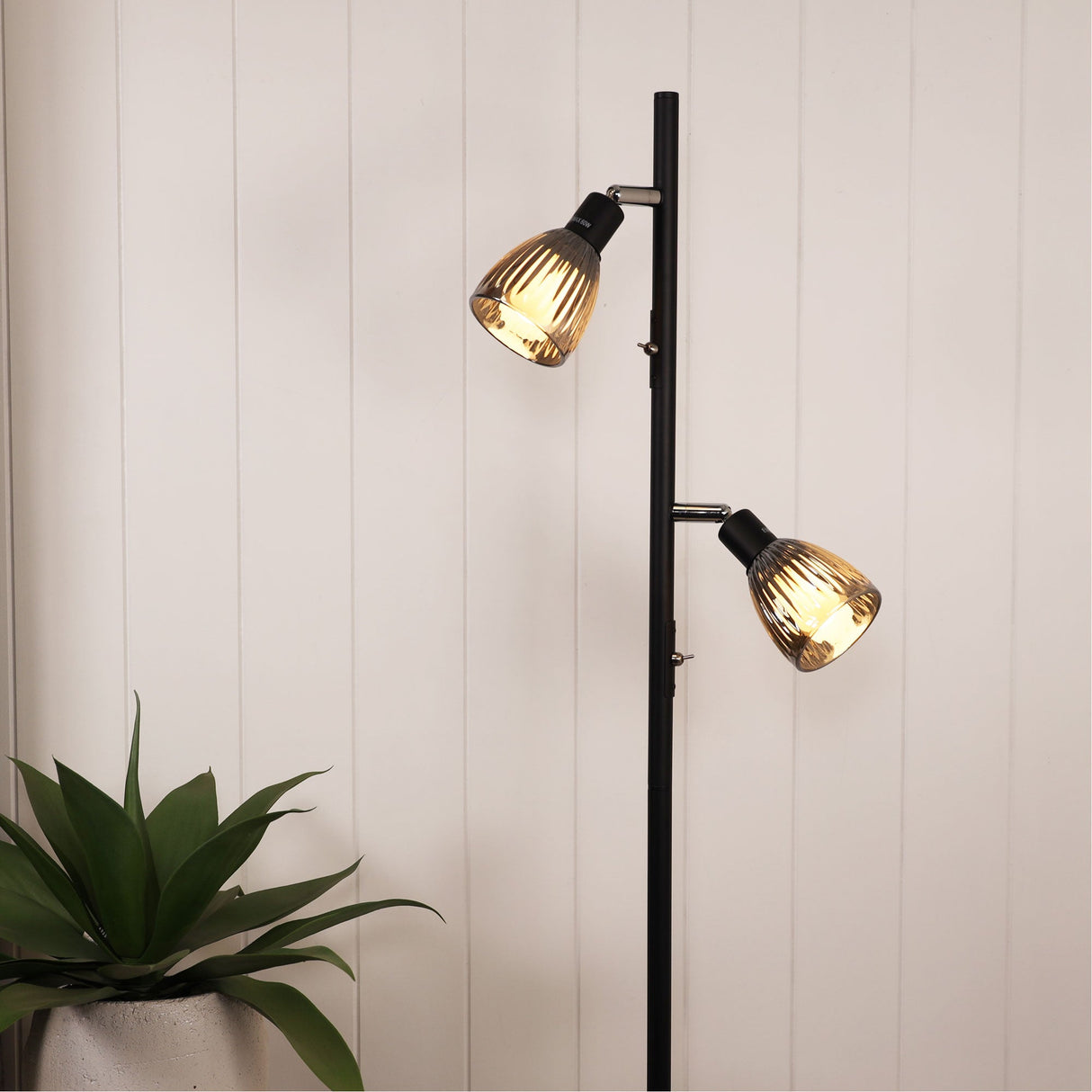 Oriel Alma Floor Smoked Glass Task Lamp