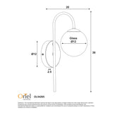 Oriel Alta Satin Brass Clear and Amber Glass Sphere Wall Light