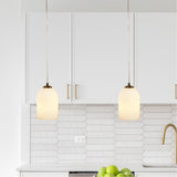 Oriel Arley Pendant Satin Brass Ribbed Glass Pendant